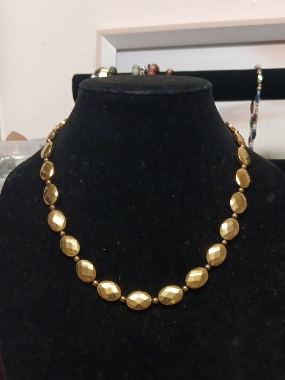 Golden Color Hematite 371.00 ctw Beaded Necklace 20 Inches in Silvertone